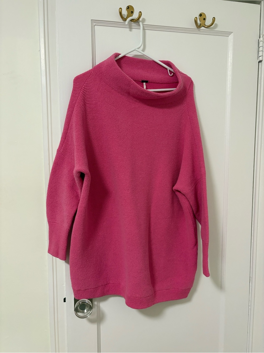 Free People Hot Pink Funnel Neck Sweater